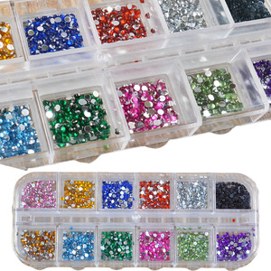 12 Colors 500Pcs 2mm Round Nails Rhinestones Wholesale Nail Jewelry Supplies Nail Art Designs for Cool Girl