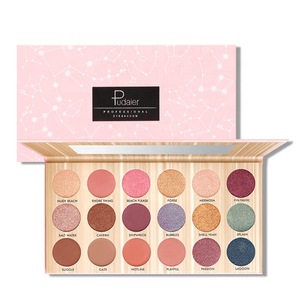 2019 pudaier 18 color waterproof not blooming matte natural glitter bright colorful eyeshadow palette