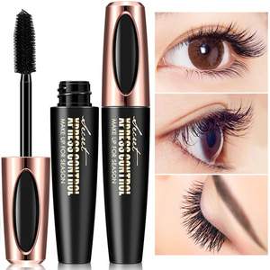 4D silk fiber eyelash mascara rich mascara thick long curl waterproof no dizzy new silicone brush head eye makeup