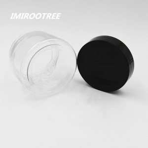 50g 50ml PET Candy Storage Container Clear Wide Mouth Plastic Cosmetic Cream Jar  with Black Lid