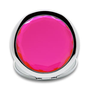 Amazon Hot Sale Metal Round Mini Compact Makeup Mirror With Red Diamond Shape Crystal Pocket Mirror
