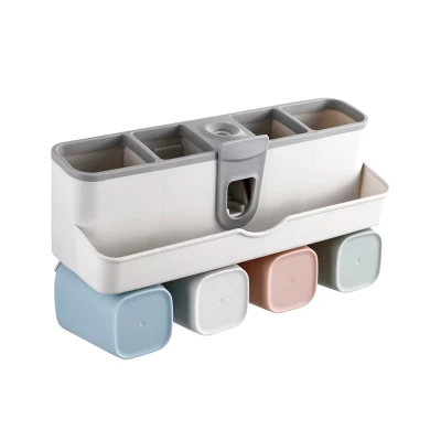 Bathroom Use Multi-Function Toothbrush Holder Wall Mount B533 Cups Toothbrush Holder Automatic Toothpaste Dispenser