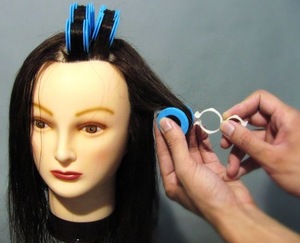 Blue plastic hair roller