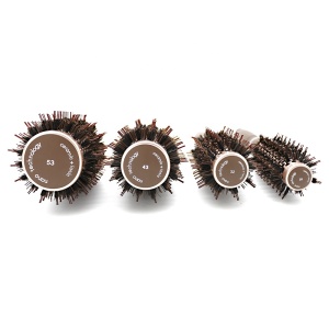 Brown Salon Nylon Hairdresser Hair Beauty Styling Bristle Boar Bristle Round Ceramic Straightening Hair Brush