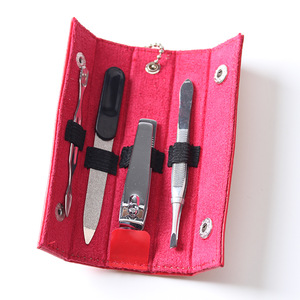 Connie Cona wholesale 4pcs nail art tool with PU bag portable manicure pedicure kit