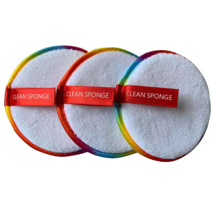 Customize Rainbow Eco Friendly Beauty Reusable Facial Face Cleaning Makeup Remover Pad Sponge Washable Private Label
