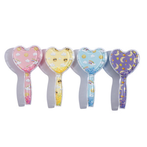 Cute Cartoon Animal Print Heart Shape Quicksand Flash Powder Hair Comb Transparent Harborste av plast Plastic Hair Brush