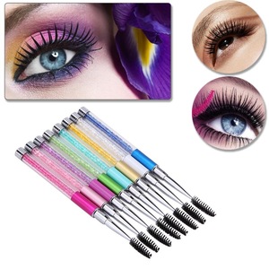 Fashion Reusable Eyelash Brush Mascara Wand Applicator Spooler Pink Diamond Handle  Eyelashes Cosmetic Makeup Tool