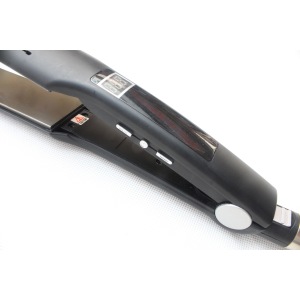 HW-99828 Professional 65w titanium flat iron hair straightener custom logo adjustable temperature