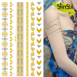 New Design Flash Tattoo Removable Waterproof Gold Tattoo Temporary Tattoo Stickers Temporary Body Art Tatoo