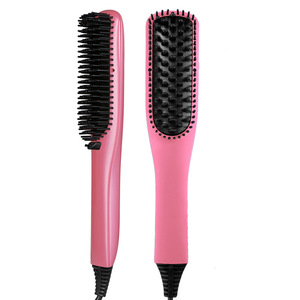 New LCD Ceramic Hair Straightening Brush Comb Irons Electric Hair Straightener Brush