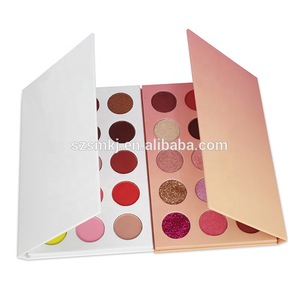 Private label custom 15 color glitter finish eyeshadow palette with mirror