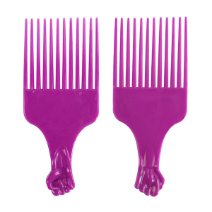 Professional Custom Sublimation Plastic Colorful Beauty Salon Dressing Wide Tooth Pelo Peigne Hair Pick Afro Comb With Handle