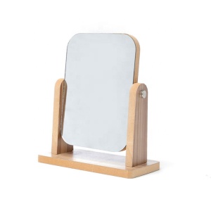 Square Double Sides Cosmetic Table Desk  Makeup Mirror Portable Standing Mirror With Wood Frame