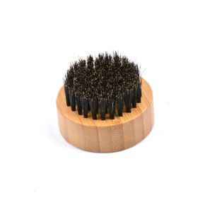 TS-1022 Round Bamboo Handle Boar Bristle Beard Brush