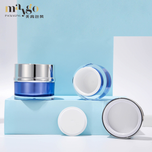 wholesale double wall empty cosmetic packaging plastic  acrylic cream jar 50g 30g blue cream jars