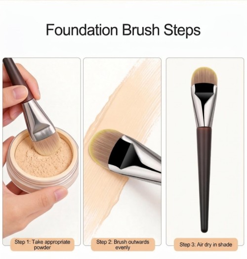 Makeup Brush Single Foundation Wood Handle Non-Marking Tongue Type Cosmetics
