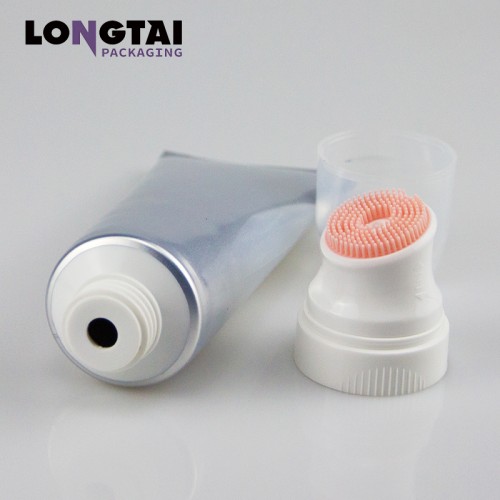 100ml 120ml 150ml cosmetic facial cleanser tube with silicone message brush