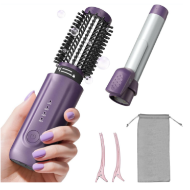 Cordless 2-in-1 hair style comb: style anytime, anywhere ！