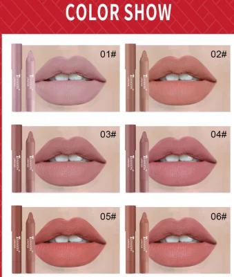 12 Colors Velvet Matte Lipsticks Pencil Waterproof Long Lasting Lip Stick Non-Stick Cup Makeup Lip Tint Pen Cosmetic