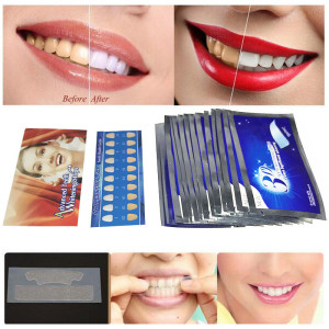 28Pcs/14Pair Gel Teeth Whitening Strips Oral Hygiene Care Double Elastic Teeth Strips Whitening Dental Bleaching Tools