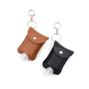 30ml 60 ml Travel Size Bottle Empty Leather Hand Sanitizer Bottles with Keychain Holder