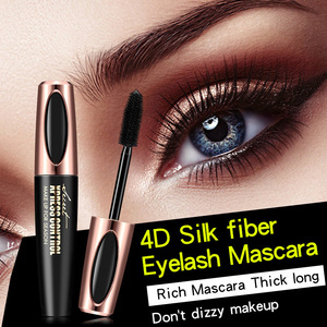 4D silk fiber eyelash mascara rich mascara thick long curl waterproof no dizzy new silicone brush head eye makeup