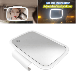 Car Visor Mirror Auto Makeup Mirror with LED Light Built-in battery for universal mirror with finger touch switch