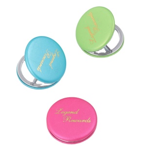 Custom logo Foldable PU Leather Makeup Mirror Plain Cosmetic Mini Metal Compact Pocket Mirror/Makeup Vanity Mirror