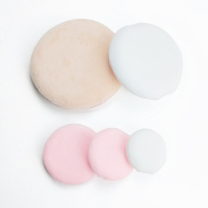 Custom Size 50/55/60/65/75/80mm Make Up Cosmetic Compact Pressed Shimmer Powder Puffs Pink Flocking puff