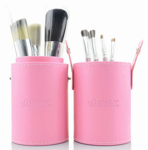 Cute Pink 7 pcs Animal Hair Cylinder Makeup Brush Set