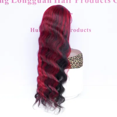 Factory Wholesale High-Quality P1b/Burgundy Color Body Wave HD Transparent 13X4 Lace Front Wigs for Black Women