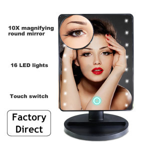 Factory wholesale INS touch screen Battery and USB Powered 16 lights 180 Degree Free Rotation makeup led mirror