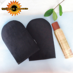 Fake self spray tanning lotion by tanning mitt applicator with logo