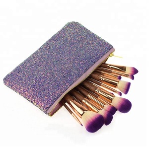 Hot selling 17 pcs new makeup brush supplier private label glitter bag makeup brush