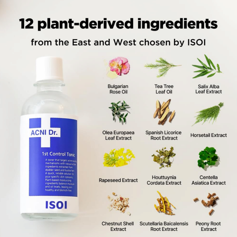 ISOI ACNI Dr. 1st Control Tonic Plant-Based Soothing Formula for Oily Sensitive Skin Sebum Care