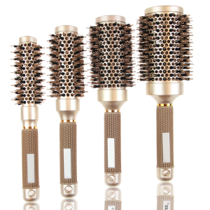 Masterlee Brand  Good Quality  Professional  curly Hair Brushes gold Color Ceramic Nano Bristle Hair Brush