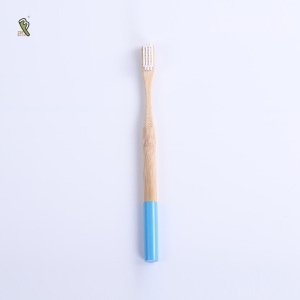 Miniature brush head with round handle biodegradable toothbrush nylon bristles