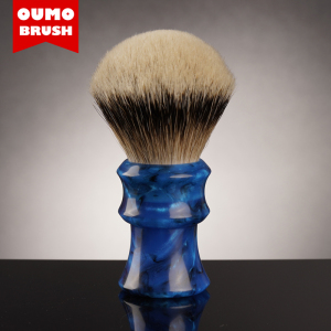 OUMO BRUSH - SHD SILK HMW super high density  high mountain white silvertip badger hair shaving brush knot with gel tip