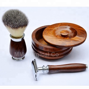 Professional Rosewood Shaving brush Safety razor and Shaving bowl Set