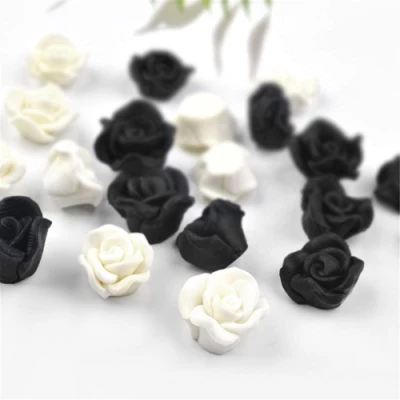 Professional Wholesale New White Black Nail Soft Clay Rose Decoration for Nail Sticker Art Beauty