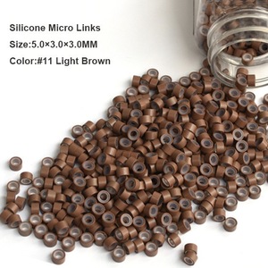 Silicone Hair Extension Beads 5.0*3.0*3.0MM 1000Pcs/Bottle #1 Black Microrings Micro Beads Hair Extension Tool