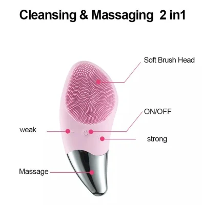 Silicone Ultrasonic Vibration Mini Facial Cleansing Brush Face Waterproof Skin Scrubber Cleaner Brush