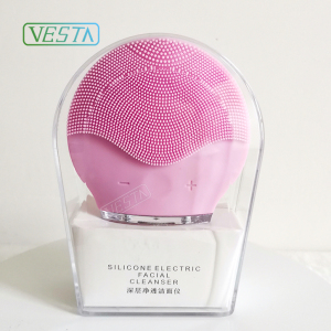 Vesta Silicone Facial Cleansing Waterproof Facial Cleanser Brush Electric Private Label Portable Facial Cleansing Brush Electric