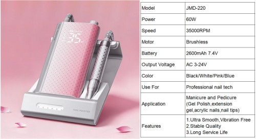 Professional Nail Drill Nail LED Lamp Nail Dust Collector Salon PRO KIT JIMDOA