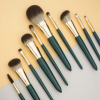 Custom Logo 14Pcs Dark Green Makeup Brush Set Luxury Gold Ferrule Soft Synthetic Hair Cosmetic Brushes Wholesale OEM/ODM