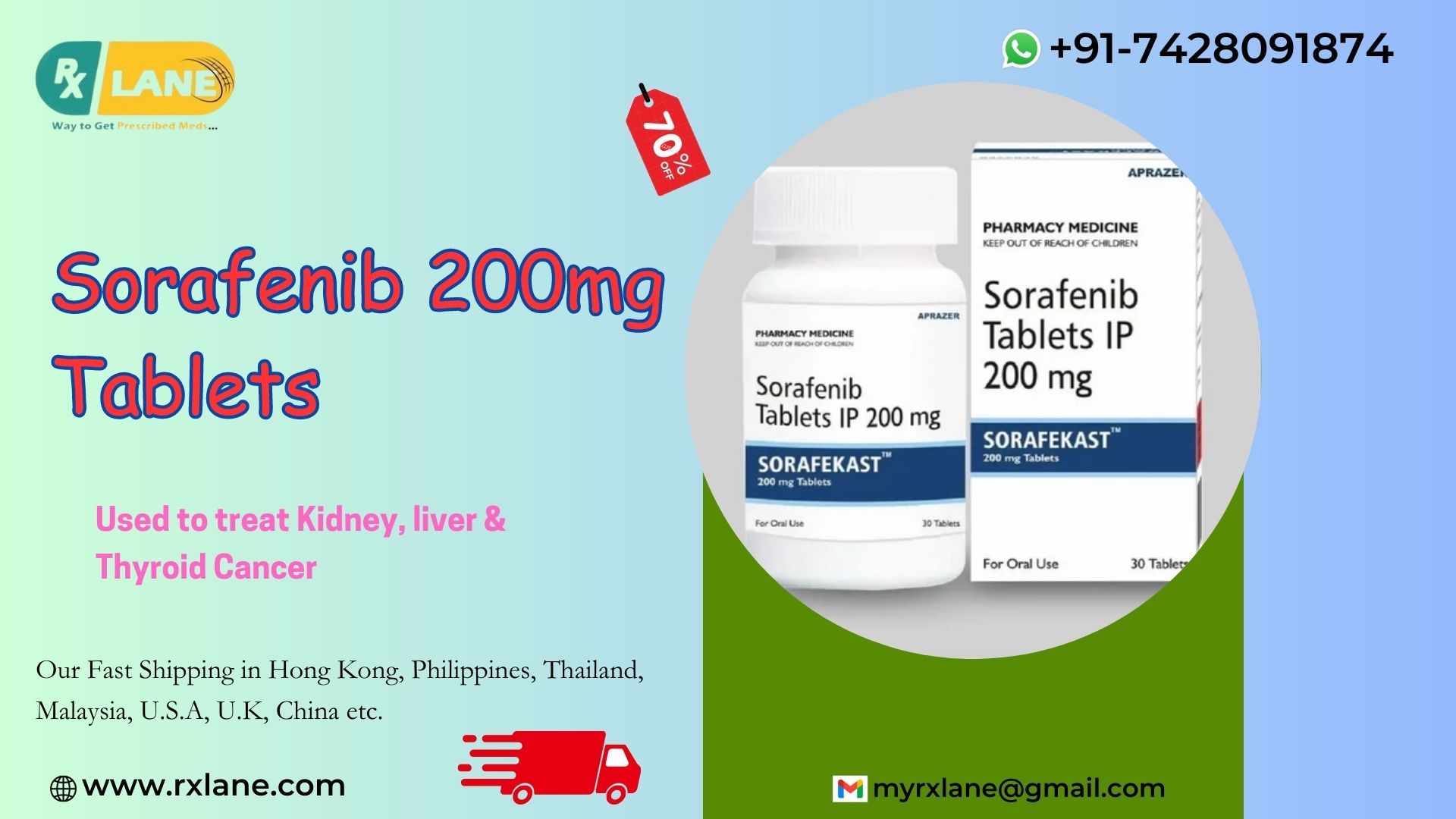 Generic Sorafenib 200mg tablets | Wholesale price Philippines