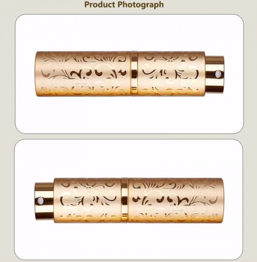 5ML Custom Gold Color Metal Zinc Alloy Spray Perfume Dispensing Bottle With Bottom Filling Self-pump