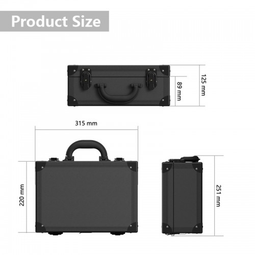 Portable Travel Waterproof Black PU Leather Toiletry Case Built-in Rechargeable Touch-sensitive LED Makeup Mirror