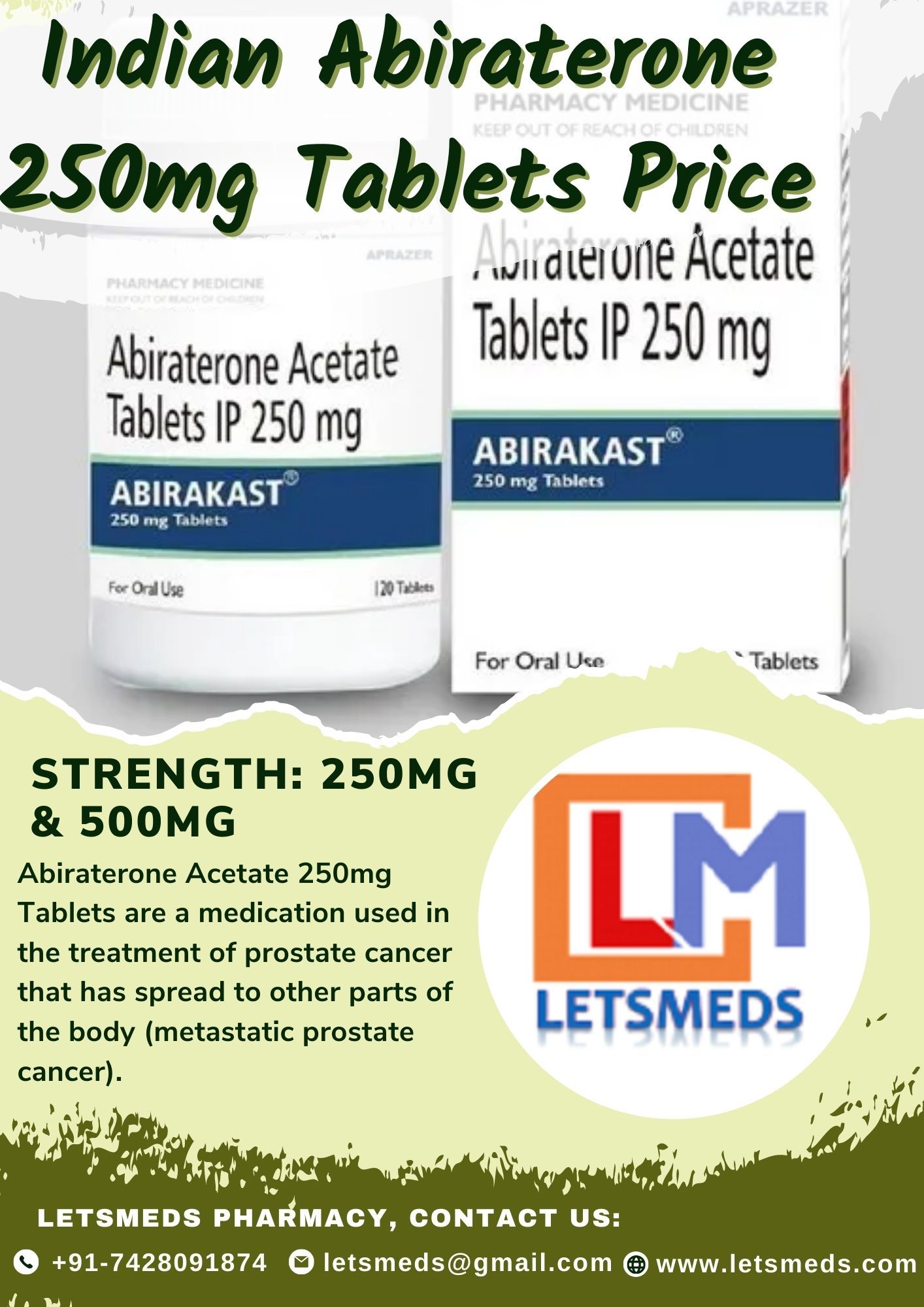 Generic Abiraterone 500mg Tablets Online Wholesale USA, UAE, Dubai